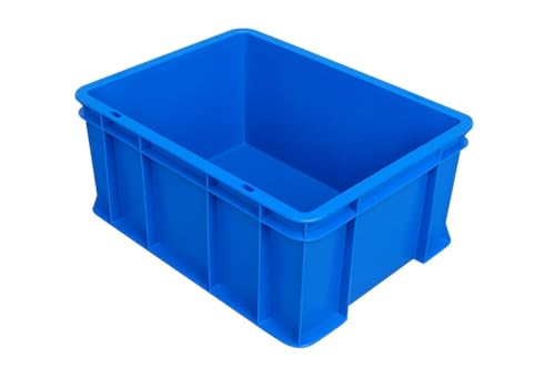 Image of Plastic Size 40x30x22 CM, Heavy-Duty Plastic Storage Crate - Heavy Duty Blue Portable Pack of 1 PCS | Crates for storage