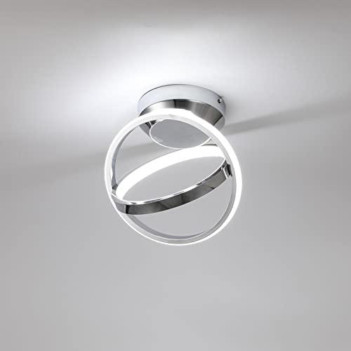 Caneoe Modern Led Ceiling Light Fixtures, 30W Creative Round Led Ceiling Lamps With Chrome Finish, 6000K Close To Ceiling Lighting Fixture For Hallway Aisle Living Room Bedroom Lights #TOP4