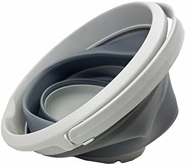 SAMMART 5.5L Collapsible Plastic Bucket with Lid - Foldable Round Tub with Lid - Portable Fishing Water Pail - Space Saving Outdoor Waterpot. (Gray)