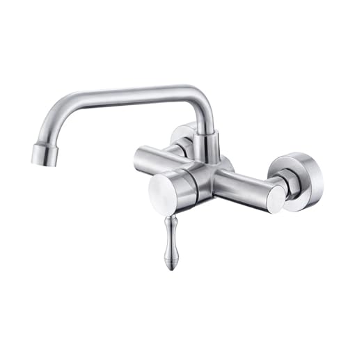 Robinet de cuisine en acier inoxydable 304 noir mural pour évier et balcon