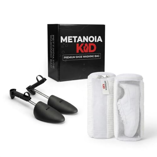 METANOIA KID Shoe Washing Bag 2-Pack with Shoe Trees | Shock-Absorbent Sneaker Laundry Bag with Lace & Insole Pockets