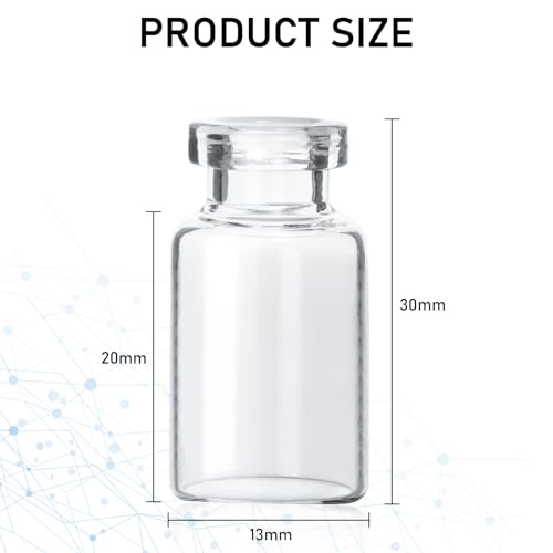 10 Pcs 2ml Sealed Sample Vials, Clear Bottom Headspace Vial, Transparent Glass Vials with Self Healing Injection Port