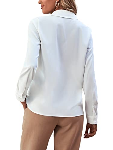 LYANER Women's Collar Neck Button Down Ruffle Front Long Sleeve Blouse Shirt Top2