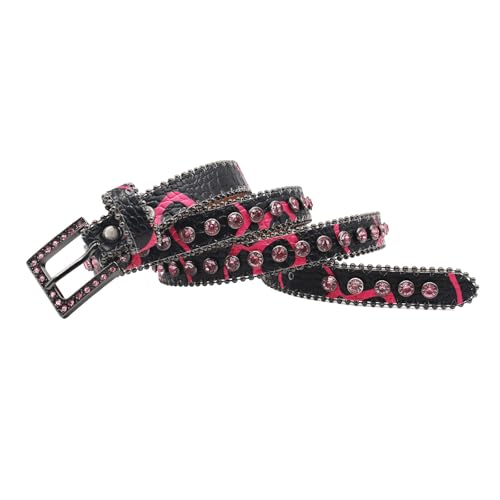 Punk PU Waist Belt Heavy Duty Hip Hop Skinny Belt Waistband Glinting Buckle With Encrusted Rhinestones4
