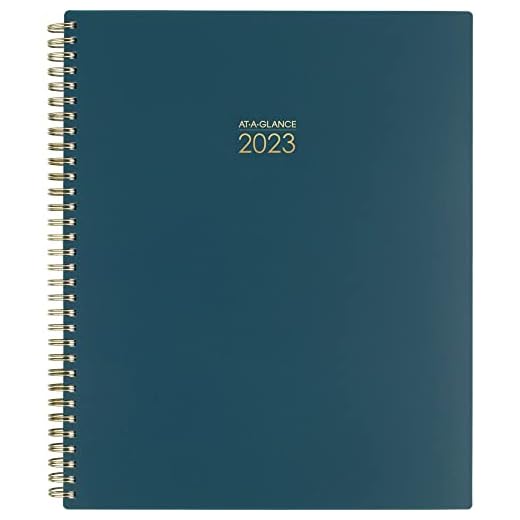 AT-A-GLANCE 2023 Weekly & Monthly Planner, Harmony, 8-1/2" x 11", Large, Pocket, Stickers, Monthly Tabs, Teal (1099-905-12)