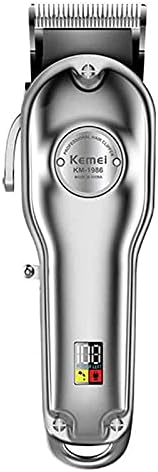 Máquina de Cortar Cabelo Profissional Sem fio Com Display kemei K...