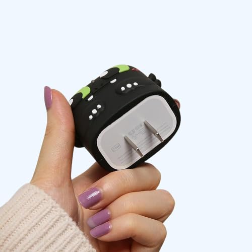 Image of PHONE PALACE 4 in 1 Compatible with Apple iPhone Charger Case Cover | Silicon Charger Case Cover for Apple 18-20W 360 Degree Protection Case with Wire Saver (Dragon Black)