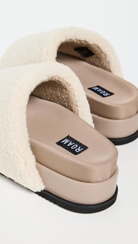 R0AM Women's Fuzzy Platform Slides3