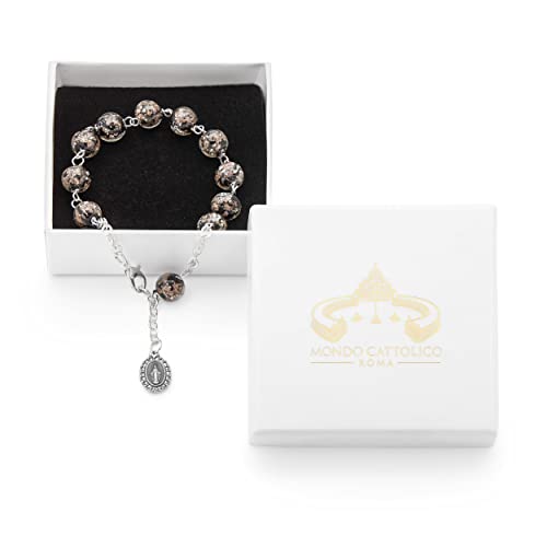 Rosary Bracelet for women and Men from Vatican, Catholic rosary bracelet in Black Murano Glass Beads - Perfect Catholic gifts3