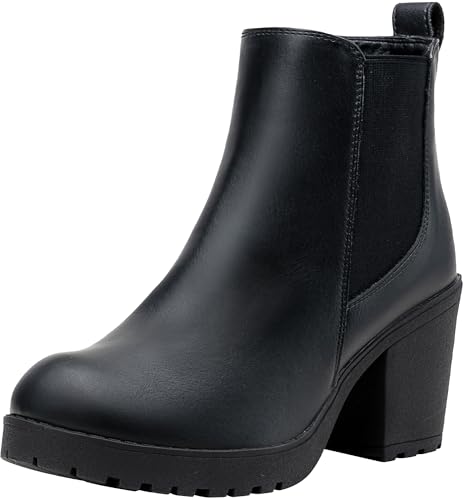 Vepose Women’s Ankle Chunky Heeled Boots Platform Chelsea Retro Short 999 Booties with Zipper