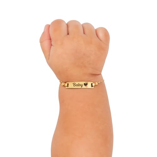 14K Solid Gold or Gold Plated Baby Custom Cross, Personalized Teen Bracelet with Miraculous Medal, Baptism, Baby Baptism Gift