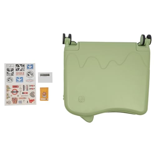 18" Kids Ride-On Suitcase, Rectangular Children's Rolling Luggage with Password Lock & Stickers, Freestanding Travel Trolley for Short Trips, School Trips, Outings -Olive Green4