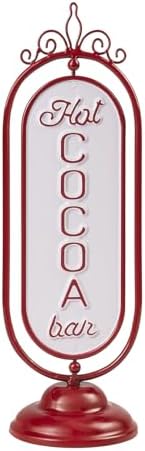 pechpell 3D Red Metal Hot Cocoa Bar Sign, 13.4 Inch Christmas Table Top Decor, Vintage Holiday Decorations for Home Table Desk Shelf Mantel Kitchen Coffee Corner Station Xmas Centerpiece