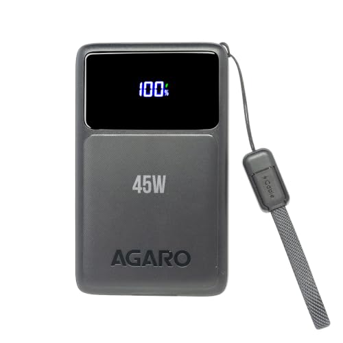 Image of AGARO Ignite Power Bank 10000 mAh Compact Power Bank, 45W PD & 22.5W QC Output for Smartphones, Portable, Superfast Charge Technology for Android, iPhones, Tablets & Headphones