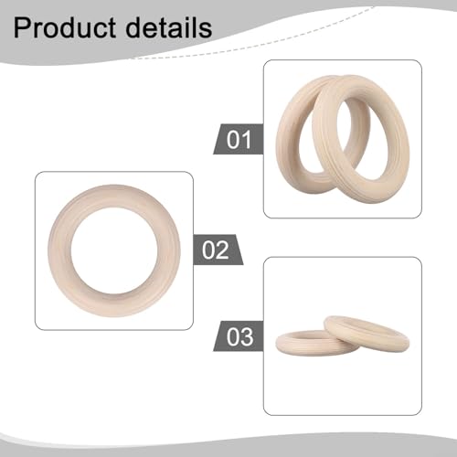 Anillas de Gimnasia de Madera 2pcs para Entrenamiento miniatura 2