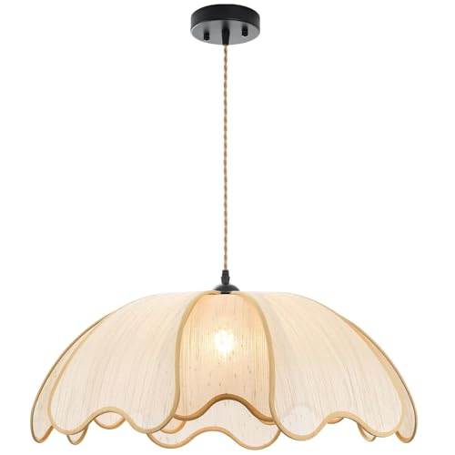LZUHYSPG Boho Chandelier Golden Fabric Chandelier Modern Black Metal Pendant Light Fixture for Dining Room & Living Room, Kitchen, Bedroom, Restaurant Deco