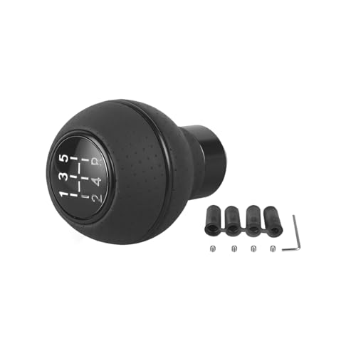 Adunsiaoto Universal Pomo Palanca Cambios 5 Velocidades, Pomo La Palanca Cambios Cuero 5 Velocidades Para Mayoría Coches, Automóvil Interior Accesorios Manual para Coches SUV Camiones(Negro)