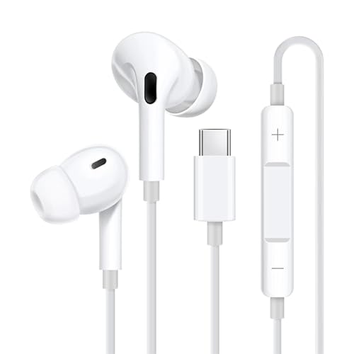 Image of Shot-C-PROO Type-C Wired Earphones with HD Mic, Deep Bass & Crystal Clear Sound, in-Line Volume Control, Noise Isolation, Tangle-Free Cable, Comfortable Fit for Type-C Smartphones - White