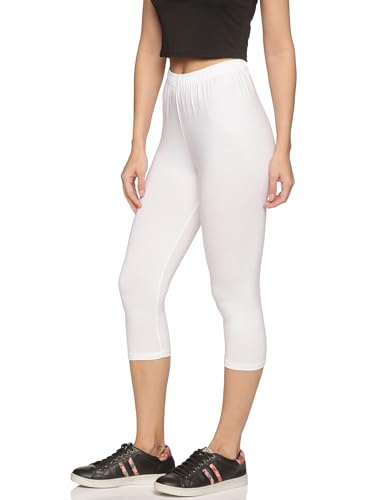 Image of OUTFLITS Women's Knee-Length Cotton Spandex Essential Capri Stretchy Leggings |Small - 2XL Adult |Yoga Leggings, Workout, Gym, Running 3 /4th Leggings for Women(OFLLC)