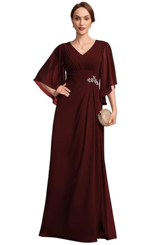 Lace Appliques Mother of The Bride Dresses 2025 Chiffon Half Sleeve Formal Dresses A Line Prom Gowns XOD0468