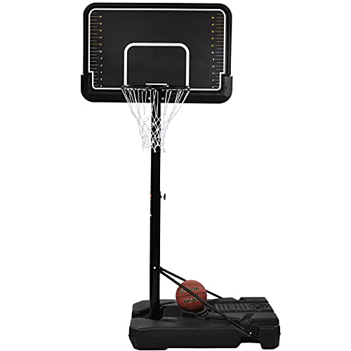 Portable Basketball Hoop & Goal with Vertical Jump Measurement, Slam Dunk Breakaway Rim Outdoor Basketball System with 6.6-10ft Height Adjustment for Youth, Adults