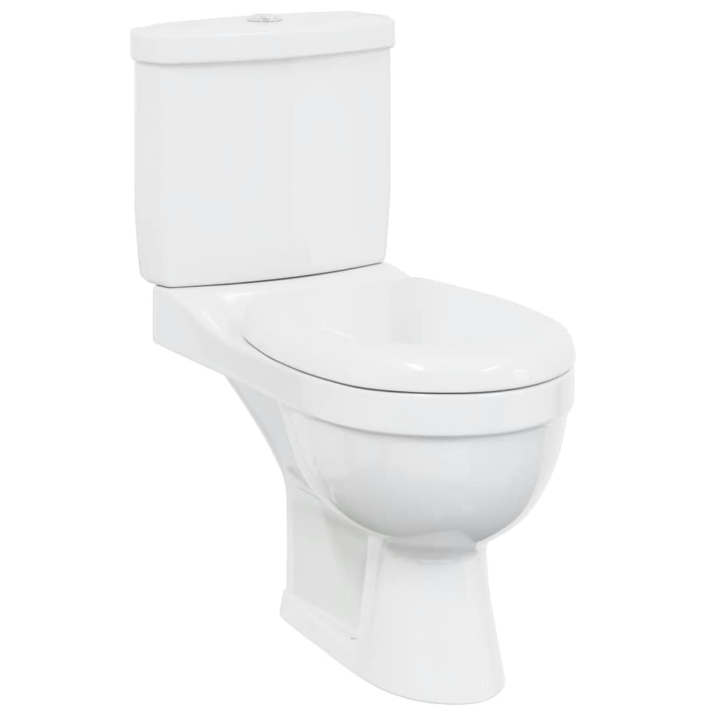 vidaXL Toilette con Cisterna Bianca Gabinetto Bagno Sciacquone Vaso WC Scarico