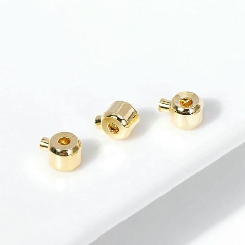 Cuentas de engarce chapadas en oro de 18 quilates, engarces para joyería, cuentas de engarce para extremos, suministros para joyería, accesorios DIY, venta al por mayor   chapado en oro auténtico de