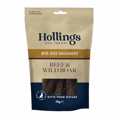 Hollings Gourmet Beef & Wild Boar Pudding Sausages Dog Treats Delicious Nutritious Air Dried Chews for Adult Dogs 100% Gluten Free & Made with Natural Ingredients (70g)