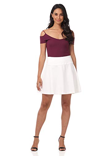 Rekucci Women's Ease Into Comfort Wide Waist Flared Short Flippy Skirt Luxe Gutsy Knit Ponte4