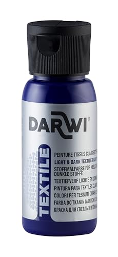 DARWI - DA0100050236C - Un flacon de Peinture Pour Tissus finition Opaque - Coloris Bleu foncé - 50 ML - DARWI TEXTILE - Loisirs Créatifs - Activité Manuelle - Bricolage