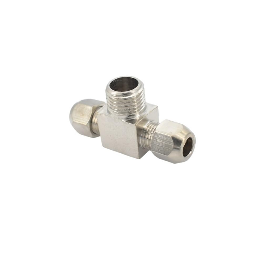 Ferrule Pipe Adapter 1/2in 1/8in Connector Male Thread Tube Adapter, Copper Nickel Plating Compression Pipe Fitting(8MM*1/4INCH)