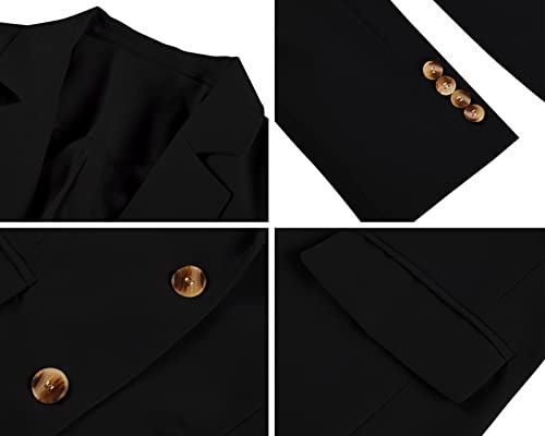 Newffr Womens Open Front Blazers Casual Long Sleeve Lapel Collar Button Down Work Office Jackets Blazer With Pocket Black #TOP3