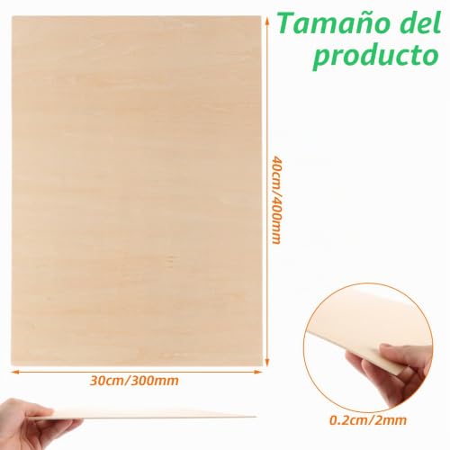 Miniatura 2 de Jmiatry 10 Placas Contrachapado 2mm, Madera Contrachapada 400x300mm, Madera De Balsa Para Maquetas, Pintura