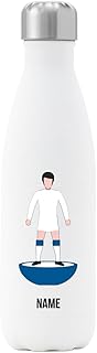 Go Find A Gift Botella de agua aislada con figura de jugador personalizada para aficionados del Leeds United, capacidad de 500 ml, color blanco, acero inoxidable, ideal para los fanáticos de los