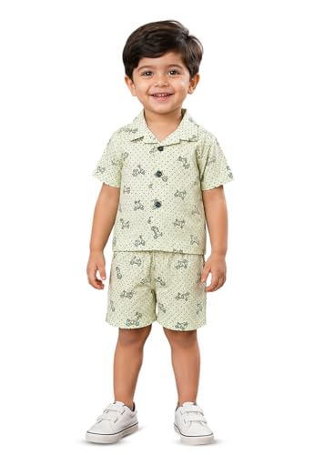 Image of 3BROS Baby Boys & Baby Girls Pure Cotton Clothing Set Casual Half Sleeves Shirt with Shorts Set For Boys & Girls