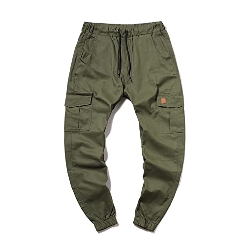 YawYews Cargohose für Herren, lockere Passform, Baumwolle, lässige Outdoor-Sweathose, Cargo, Arbeit, Armee, Militär, Kampfhose mit Taschen, Größe M-3XL, grün, 56 Cover