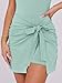 Caracilia Women Summer Sleeveless Bodycon Tie Cinched Waist Romper Skort Mini Dress Built in Shorts Night Out Vacation Dress Mint Small