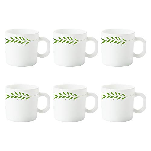 Larah by BOROSIL Botanica Opalware Mug Set (White) - 6-Pieces