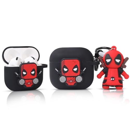 Funda de silicona para auriculares AirPods 4 (2024), XMBYGY Charging Antiurto Funda protectora para auriculares con muñeca de dibujos animados, cordón antipérdida para hombre, mujer, adolescentes