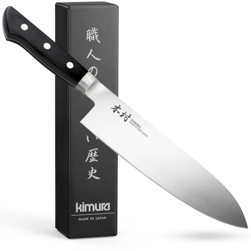 Image of Kimura Santoku Knife, [Made in Japan], 7 inch Professional Chef Knife, Ultra Sharp High Carbon Molybdenum Stainless Steel Kitchen Knives, Chefs Knives with Ergonomic Handle - Japanese Chef's Knife