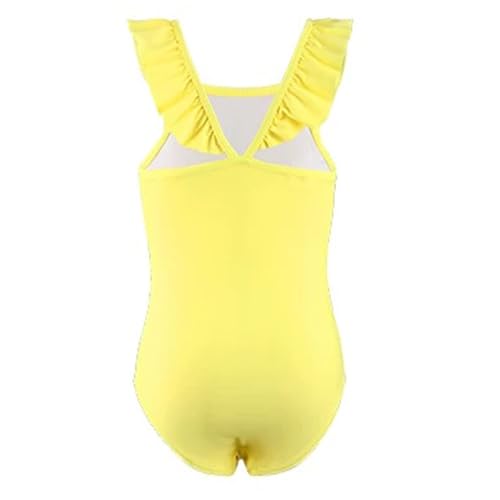 Julysand Girls Yellow One Piece Swimsuit Sequin Ice Cream 3D Flower Swimwear Ruffled Bathing Suit2