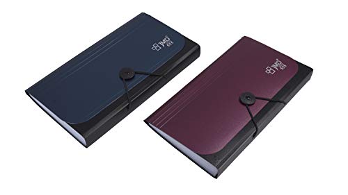 JMD-555 Expanding Cheque Book Holder Case, 13 Pocket Multi Passbook Holder/Bill Folder/Passport/Cash Storage Pouch Organizer with Elastic Swing (Pack of 2, Blue & Maroon)