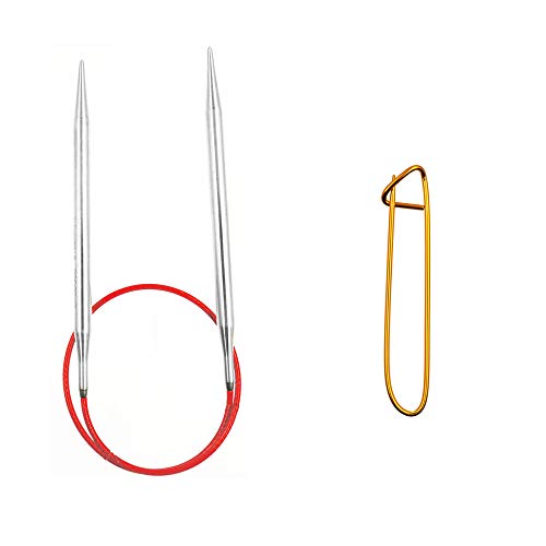 Image of ChiaoGoo Red Lace 16 inch (40cm) Circular Knitting Needles US Size 15 (10.0mm) Stainless Steel with Stitch Holder