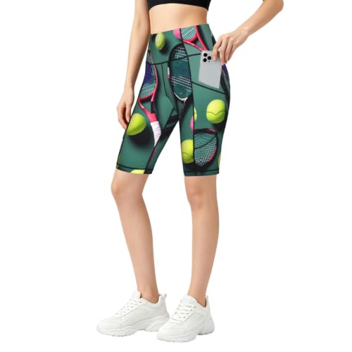 Short de cyclisme amusant avec imprimé tennis EdWal pour femme