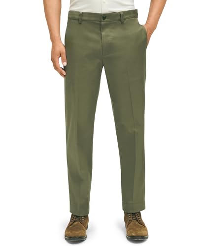 Brooks Brothers Men's Regular Fit Stretch Lightweight Advantage Chino Pants, Ivy Green, 32W x 32L