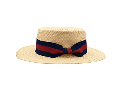 Nicky Bigs Novelties Adult Skimmer Hat - Gatsby Straw Braid Boater Hats - Roaring Summer Sailor Cap - Barbershop Costume Accessory, Multi-Color, One Size
