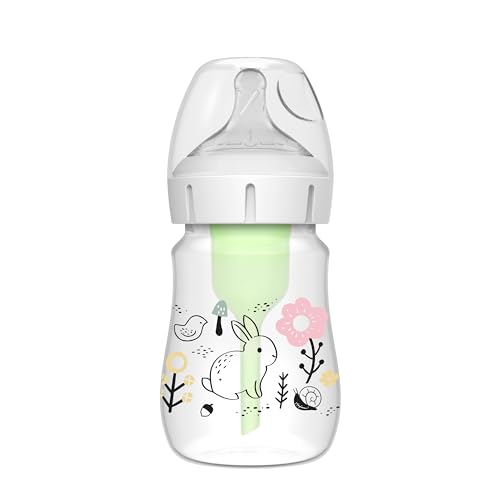 Dr. Brown’s Biberón Anticólicos de Boca Ancha Options+ Bosque 150 ml   Sistema Patentado con Ventilación Interna   Tetina Nivel 1 de Flujo Lento +0 Meses   Silicona Médica y Polipropileno Sin BPA