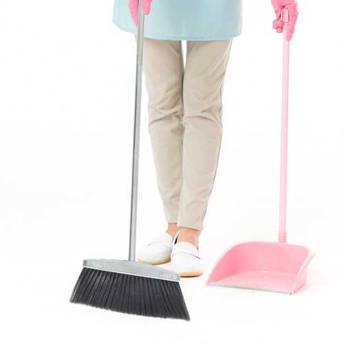 Miniatura 4 de Hoement Escoba De Acero Inoxidable Con Mango Ergonómico Cerdas Densas Para Limpieza Interior Y Exterior Escoba Grande De Uso Doméstico Para Cocina Garaje Y Patio Recogedor De Polvo