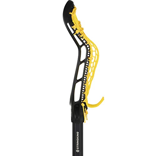 Stringking Women’s Complete 2 Pro Defense Lacrosse Stick With Metal 3 Pro Shaft And Women's Type 4 Mesh (Black/Yellow) #TOP2