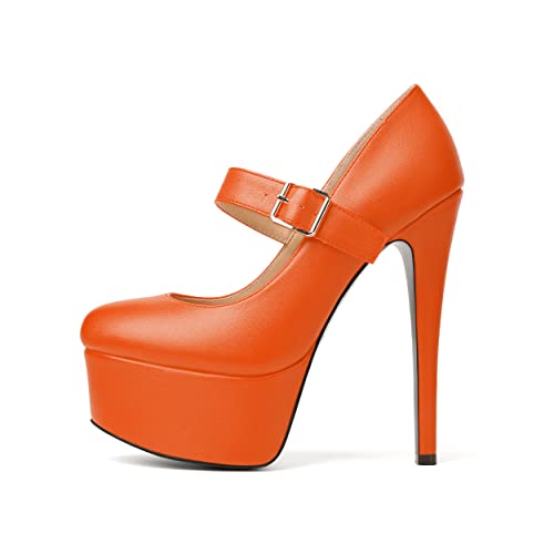 SKYSTERRY Womens Buckle Sexy Platform Matte Party Round Toe Stiletto High Heel Pumps Shoes 6 Inch2
